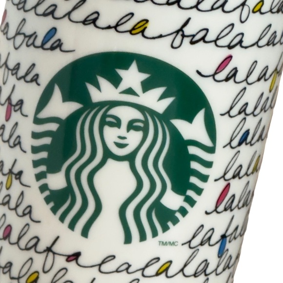Starbucks Holiday FaLaLa 2011 Ceramic Coffee Tea Travel Tumbler 12 oz - Picture 6 of 11